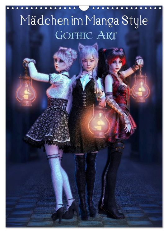 Produktbild: M&auml;dchen im Manga Style (Gothic Art) (Wandkalender 2026 DIN A3 hoch), CALVENDO Monatskalender