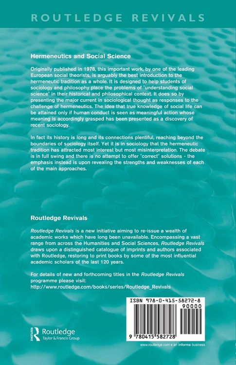 Produktbild: Hermeneutics and Social Science (Routledge Revivals)
