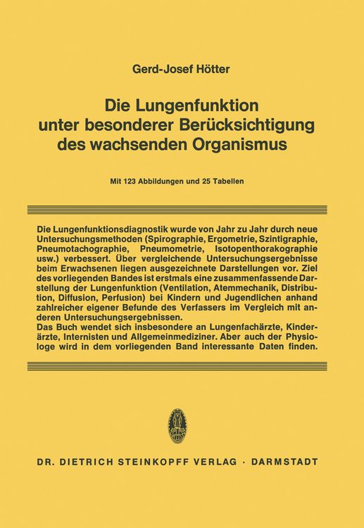 Produktbild: Die Lungenfunktion unter besonderer Ber&uuml;cksichtigung des wachsenden Organismus