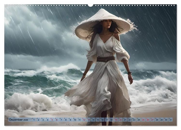 Produktbild: Strandzauber- Frauen in eleganten Kleidern (Wandkalender 2026 DIN A2 quer), CALVENDO Monatskalender