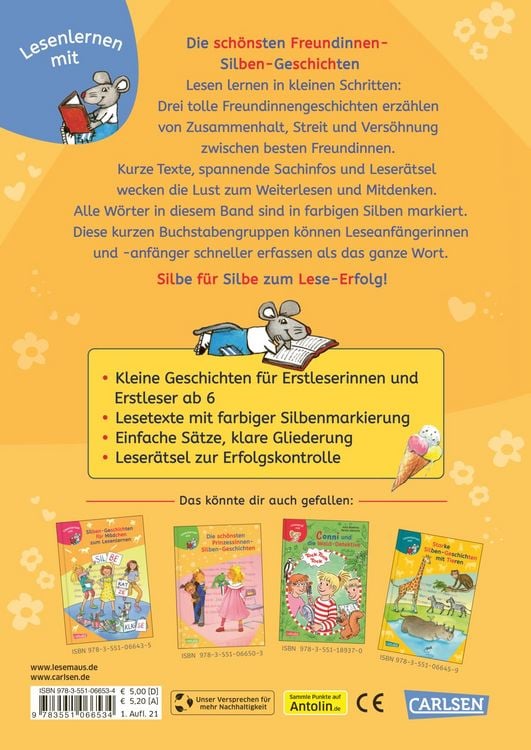 Produktbild: LESEMAUS zum Lesenlernen Sammelb&auml;nde: Die sch&ouml;nsten Freundinnen-Silben-Geschichten