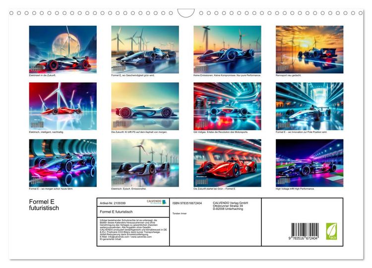 Produktbild: Formel E futuristisch (Wandkalender 2026 DIN A3 quer), CALVENDO Monatskalender