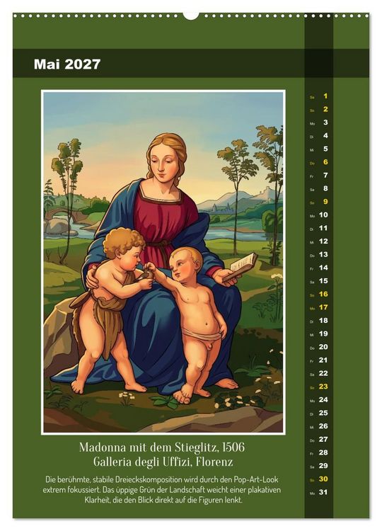 Produktbild: Raffael 2.0, Renaissance-Madonnen als Graphic Novel (hochwertiger Premium Wandkalender 2027 DIN A2 hoch), Kunstdruck in Hochglanz