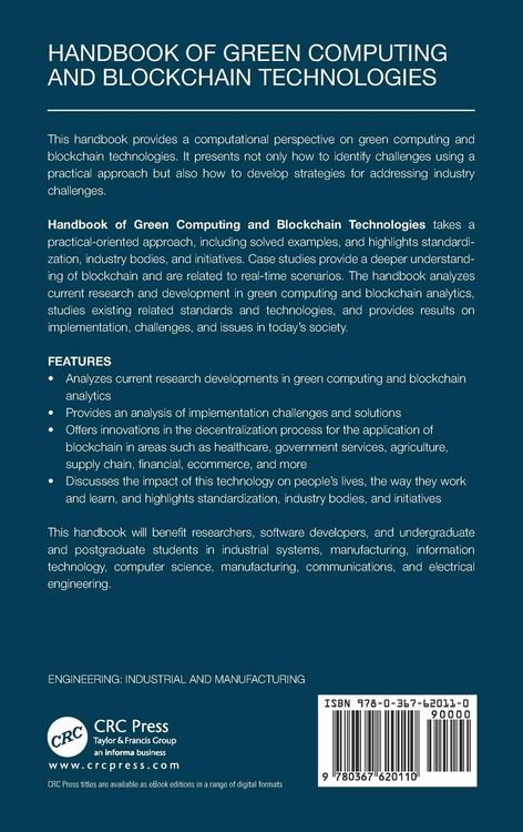 Produktbild: Handbook of Green Computing and Blockchain Technologies