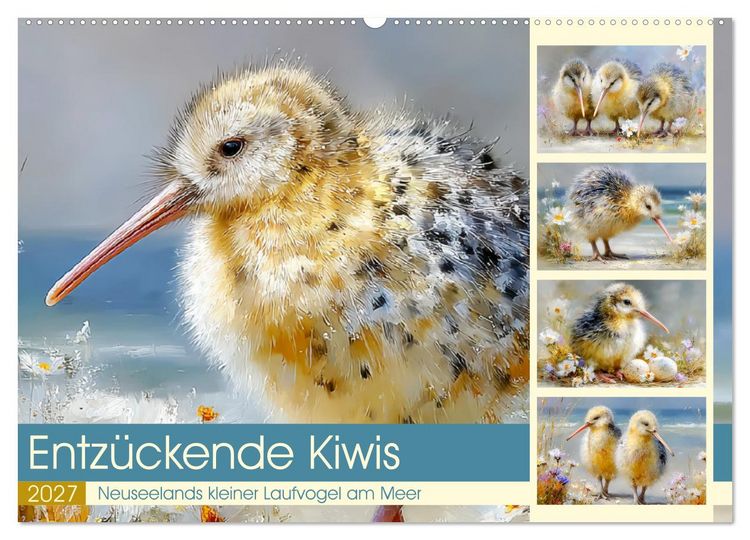 Produktbild: Entz&uuml;ckende Kiwis. Neuseelands kleiner Laufvogel am Meer (Wandkalender 2027 DIN A2 quer), CALVENDO Monatskalender