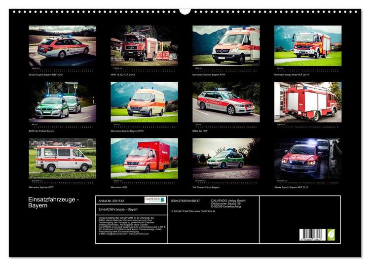 Produktbild: Einsatzfahrzeuge - Bayern (Wandkalender 2026 DIN A2 quer), CALVENDO Monatskalender