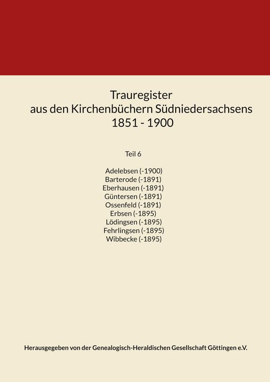 Produktbild: Trauregister aus den Kirchenb&uuml;chern S&uuml;dniedersachsens 1851 - 1900