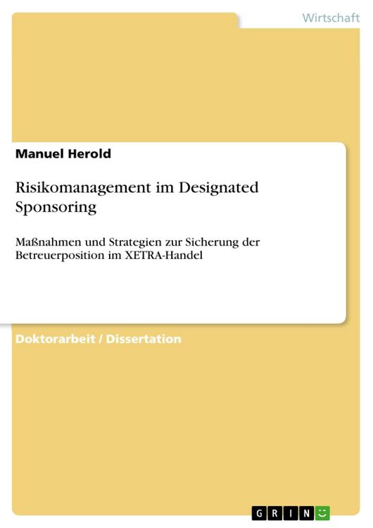Produktbild: Risikomanagement im Designated Sponsoring