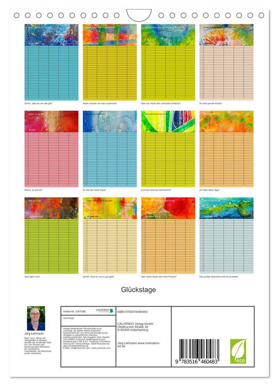 Produktbild: Gl&uuml;ckstage (Wandkalender 2026 DIN A4 hoch), CALVENDO Monatskalender