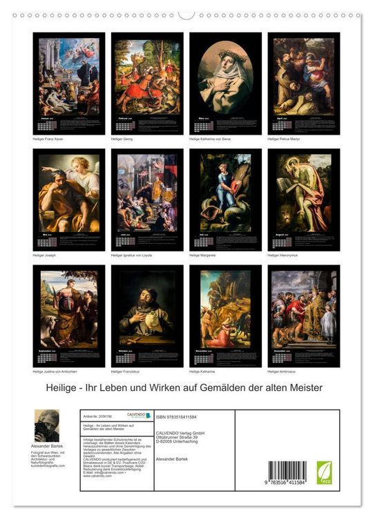 Produktbild: Heilige - Ihr Leben und Wirken auf Gem&auml;lden der alten Meister (hochwertiger Premium Wandkalender 2026 DIN A2 hoch), Kunstdruck in Hochglanz