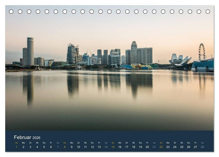 Produktbild: Singapur bei Nacht und Tag (Tischkalender 2026 DIN A5 quer), CALVENDO Monatskalender