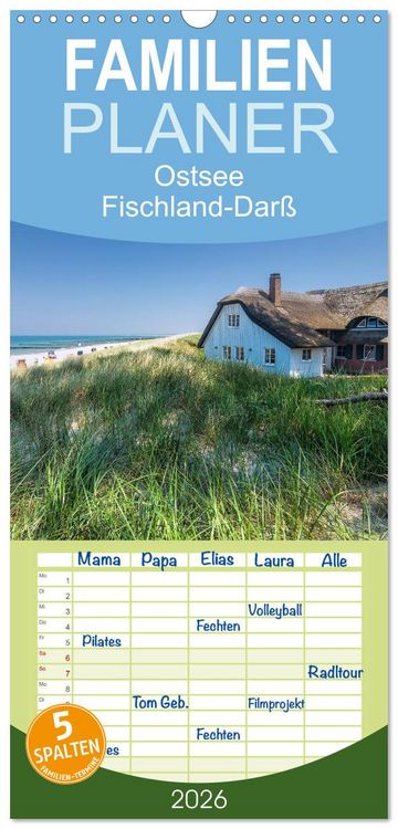 Produktbild: Familienplaner 2026 - Ostsee, Fischland-Dar&szlig; mit 5 Spalten (Wandkalender, 21 x 45 cm) CALVENDO
