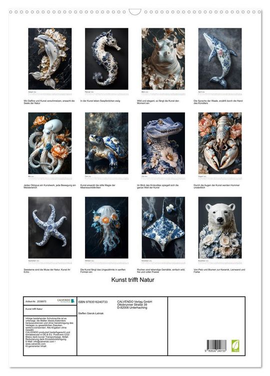 Produktbild: Kunst trifft Natur (Wandkalender 2026 DIN A2 hoch), CALVENDO Monatskalender