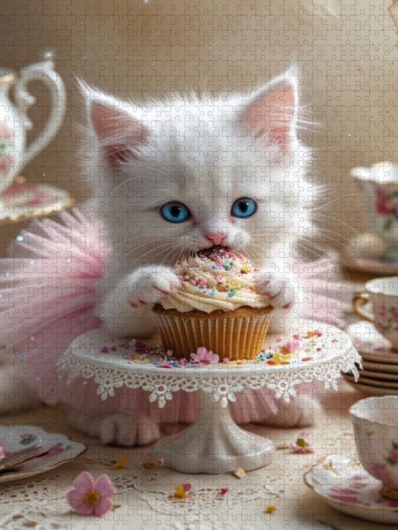 Produktbild: CALVENDO Puzzle S&uuml;&szlig;e Babykatze im Tutu nascht einen Cupcake | 1000 Teile Lege-Gr&ouml;&szlig;e 64x48cm Foto-Puzzle f&uuml;r gl&uuml;ckliche Stunden