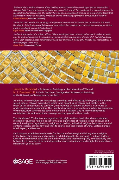 Produktbild: The SAGE Handbook of the Sociology of Religion
