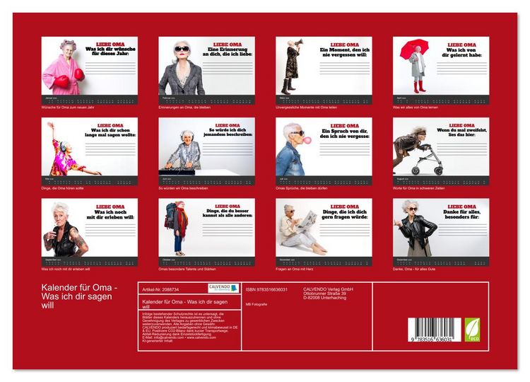 Produktbild: Kalender f&uuml;r Oma - Was ich dir sagen will (Wandkalender 2026 DIN A3 quer), CALVENDO Monatskalender