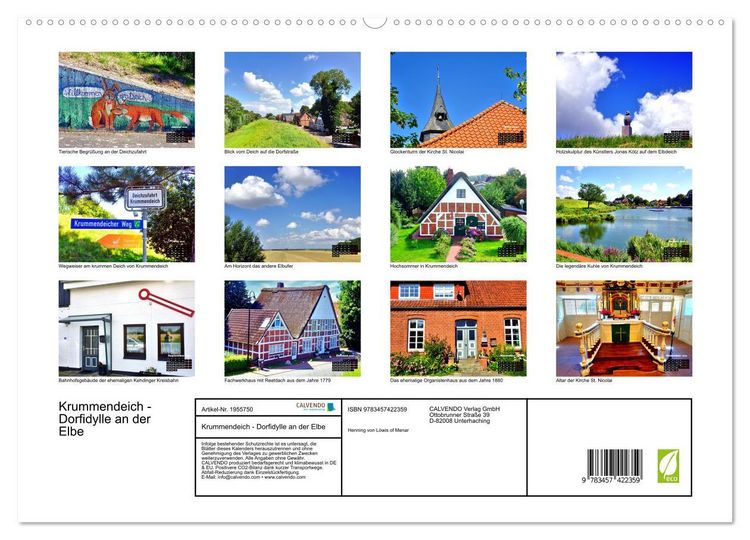 Produktbild: Krummendeich - Dorfidylle an der Elbe (hochwertiger Premium Wandkalender 2026 DIN A2 quer), Kunstdruck in Hochglanz