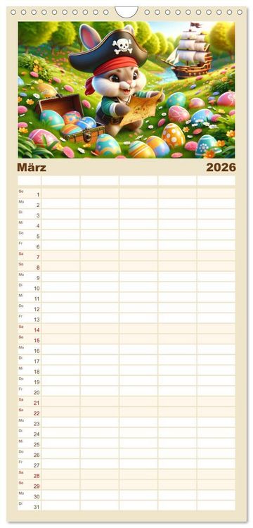 Produktbild: Familienplaner 2026 - Kleine Piraten, Gro&szlig;e Tr&auml;ume" - Ein Kalender f&uuml;r junge Entdecker mit 5 Spalten (Wandkalender, 21 x 45 cm) CALVENDO