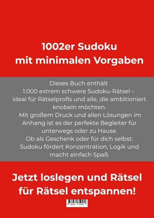 Produktbild: 1.002er Sudoku extrem schwer