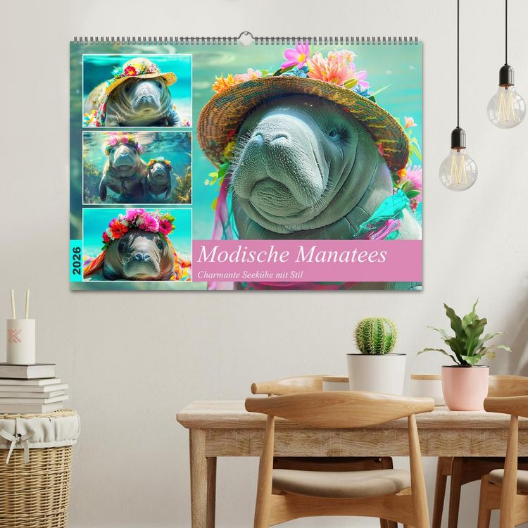 Produktbild: Modische Manatees. Charmante Seek&uuml;he mit Stil (Wandkalender 2026 DIN A2 quer), CALVENDO Monatskalender