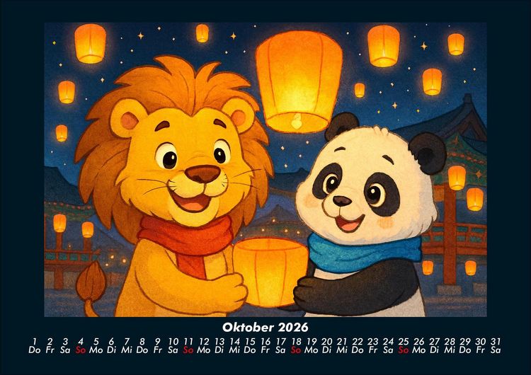 Produktbild: Buschi und Pippin - Abenteuer in Asien 2026 Fotokalender DIN A4