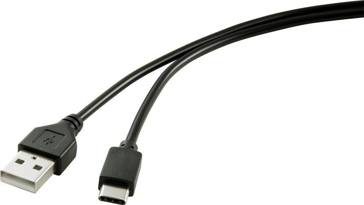 Produktbild: Renkforce Strom-Kabel Raspberry Pi&reg; [1x USB 2.0 Stecker A - 1x USB-C&reg; Stecker] 1.00 m Schwarz inkl. Ein/Aus-Schalter