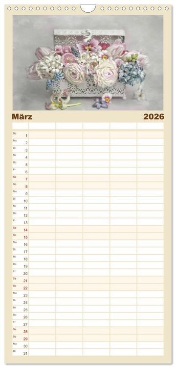 Produktbild: Familienplaner 2026 - Kleine Bl&uuml;tenwunder mit 5 Spalten (Wandkalender, 21 x 45 cm) CALVENDO
