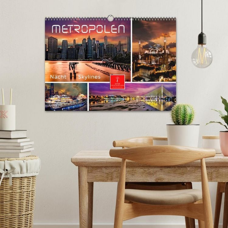 Produktbild: Metropolen - Nacht Skylines (Wandkalender 2026 DIN A3 quer), CALVENDO Monatskalender