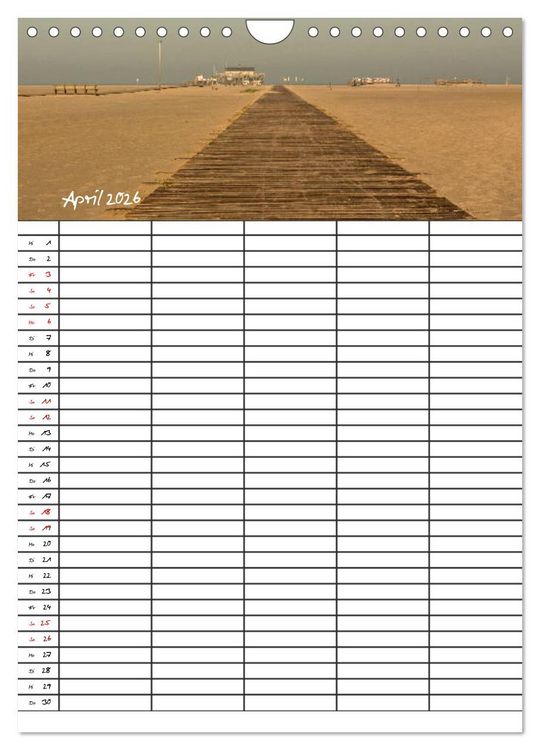 Produktbild: St. Peter Ording Familienplaner (Wandkalender 2026 DIN A4 hoch), CALVENDO Monatskalender