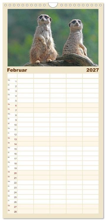 Produktbild: Familienplaner 2027 - Erdm&auml;nnchen mit 5 Spalten (Wandkalender, 21 x 45 cm) CALVENDO