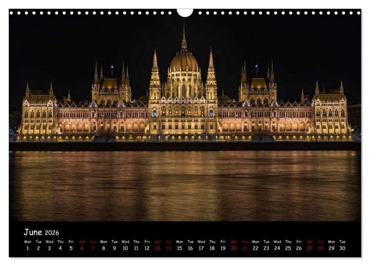 Produktbild: Danube River Nightlights (Wall Calendar 2026 DIN A3 landscape), CALVENDO 12 Month Wall Calendar