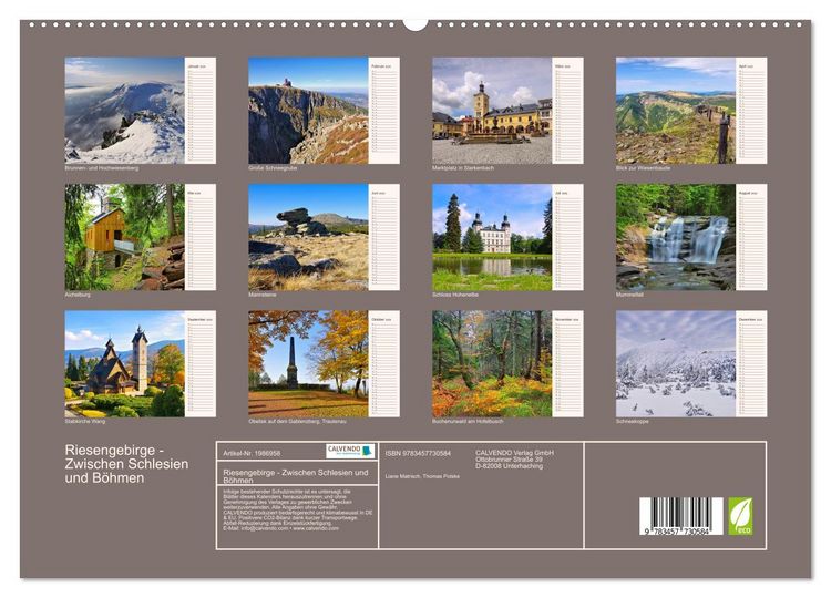 Produktbild: Riesengebirge - Zwischen Schlesien und B&ouml;hmen (hochwertiger Premium Wandkalender 2026 DIN A2 quer), Kunstdruck in Hochglanz