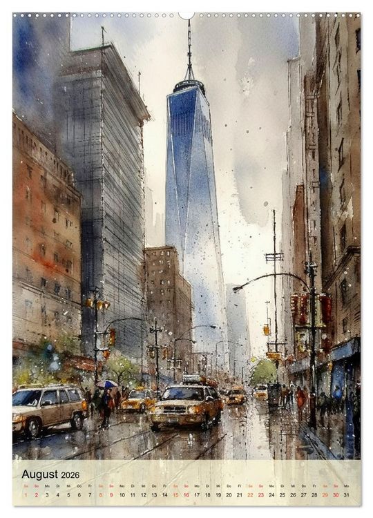Produktbild: New York - ein Regentag (hochwertiger Premium Wandkalender 2026 DIN A2 hoch), Kunstdruck in Hochglanz