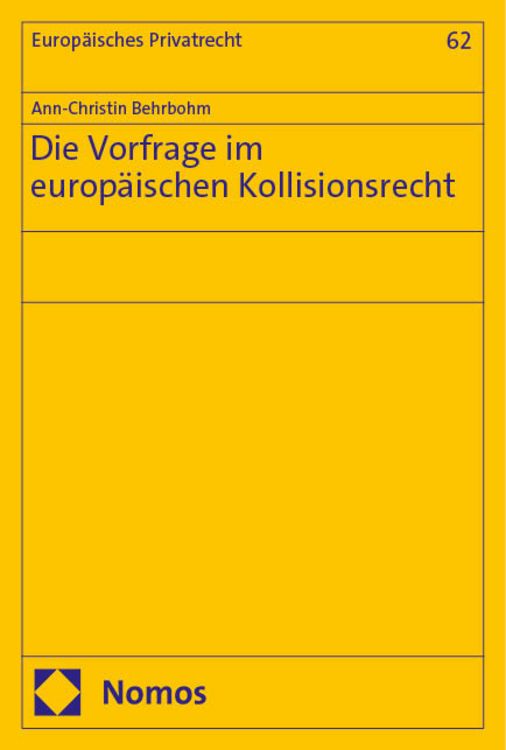 Produktbild: Die Vorfrage im europ&auml;ischen Kollisionsrecht
