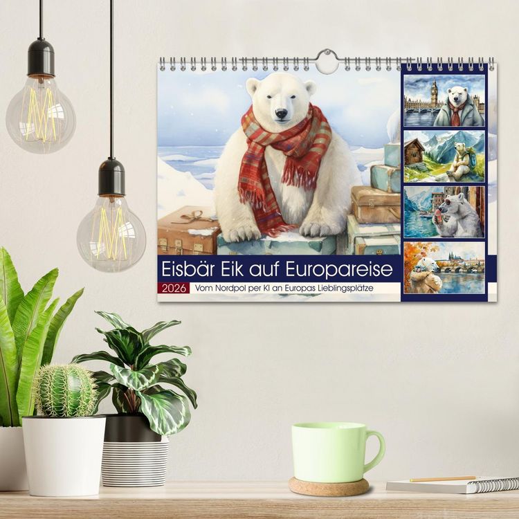 Produktbild: Eisb&auml;r Eik auf Europareise (Wandkalender 2026 DIN A4 quer), CALVENDO Monatskalender