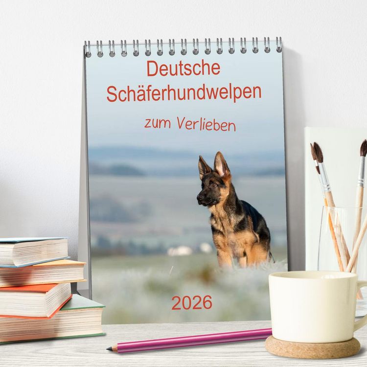 Produktbild: Deutsche Sch&auml;ferhundwelpen zum Verlieben (Tischkalender 2026 DIN A5 hoch), CALVENDO Monatskalender