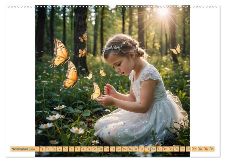 Produktbild: Feenfl&uuml;gel und L&auml;cheln KI - Die zauberhafte Welt der Feenkinder (Wandkalender 2026 DIN A2 quer), CALVENDO Monatskalender