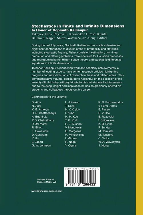 Produktbild: Stochastics in Finite and Infinite Dimensions