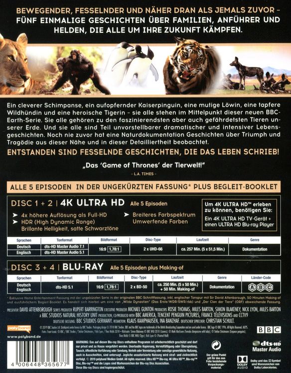 Produktbild: WILDE DYNASTIEN - Die Clans der Tiere (4K Ultra HD) (2 BR4K) (+2 BRs)