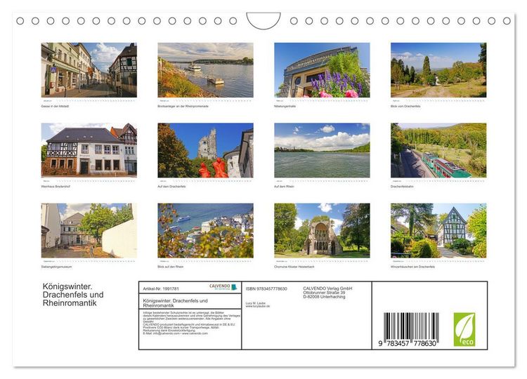 Produktbild: K&ouml;nigswinter. Drachenfels und Rheinromantik (Wandkalender 2026 DIN A4 quer), CALVENDO Monatskalender