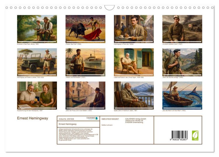 Produktbild: Ernest Hemingway (Wandkalender 2026 DIN A3 quer), CALVENDO Monatskalender