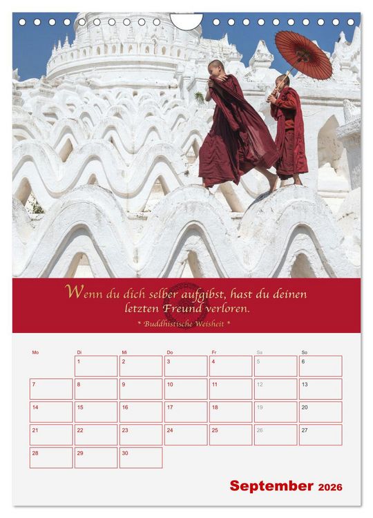 Produktbild: Buddhistische Weisheiten - DER ROTE SCHIRM (Wandkalender 2026 DIN A4 hoch), CALVENDO Monatskalender