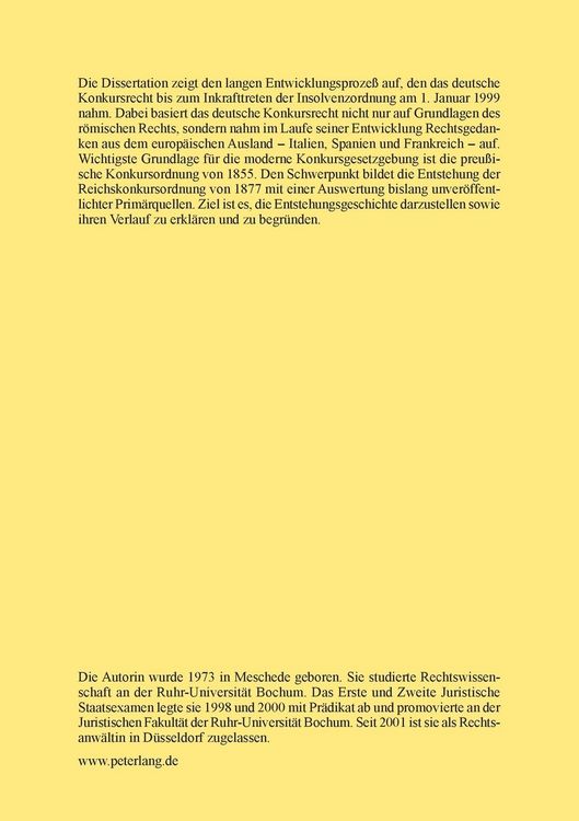 Produktbild: Die Geschichte des deutschen Konkursrechts, insbesondere die Entstehung der Reichskonkursordnung von 1877