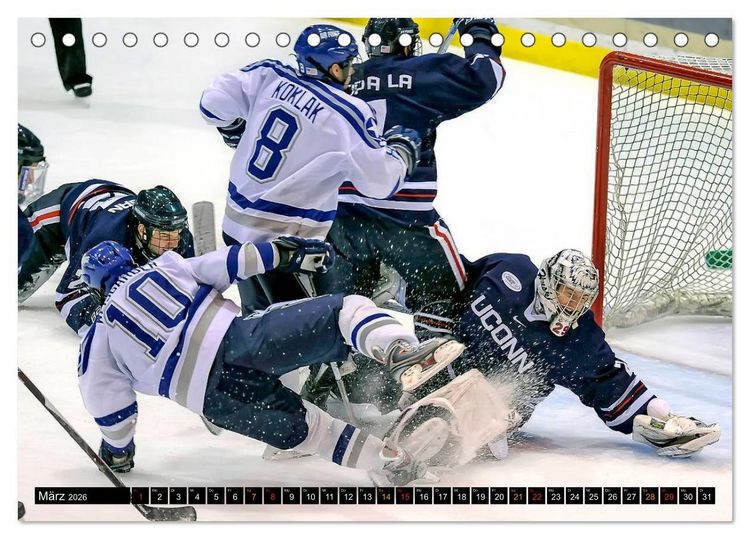 Produktbild: Mit vollem Einsatz - Eishockey (Tischkalender 2026 DIN A5 quer), CALVENDO Monatskalender