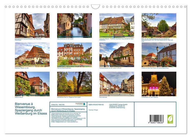 Produktbild: Bienvenue &agrave; Wissembourg. Spaziergang durch Wei&szlig;enburg im Elsass (Wandkalender 2026 DIN A3 quer), CALVENDO Monatskalender