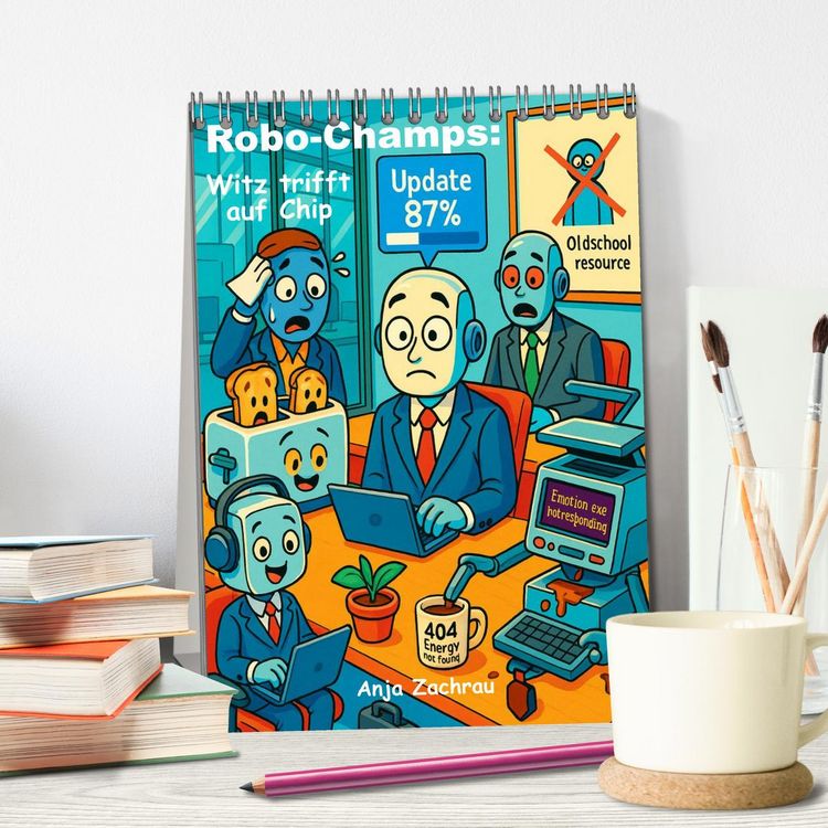 Produktbild: Robo-Champs: Witz trifft auf Chip (Tischkalender 2026 DIN A5 hoch), CALVENDO Monatskalender