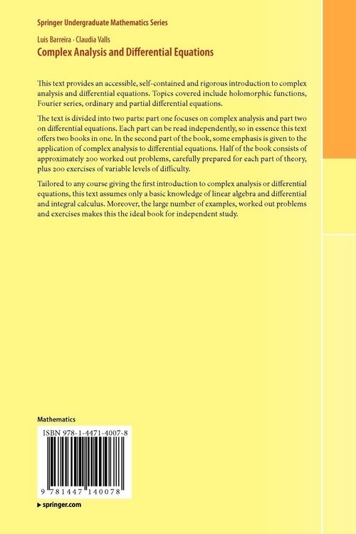 Produktbild: Complex Analysis and Differential Equations