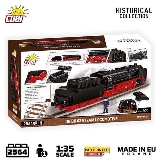 Produktbild: COBI Trains 6288 - DR BR 03 Steam Lokomotive, 1:35 Bausatz, 2564 Klemmbausteine, 1 Figur