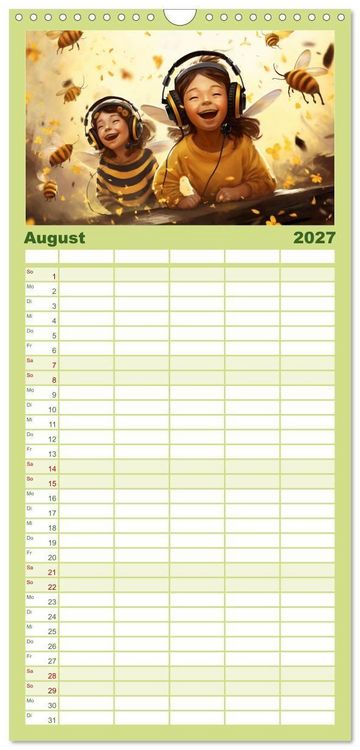Produktbild: Familienplaner 2027 - Hallo! Ich bin die Honigbiene mit 5 Spalten (Wandkalender, 21 x 45 cm) CALVENDO