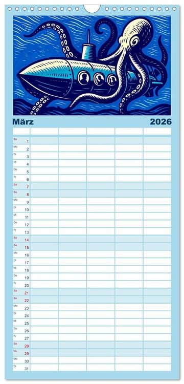 Produktbild: Familienplaner 2026 - Das Meer in der Weltliteratur mit 5 Spalten (Wandkalender, 21 x 45 cm) CALVENDO